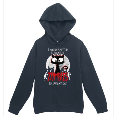 I Would Push You Zombies Cats Zombie Cat Cute Black Cat Urban Pullover Hoodie