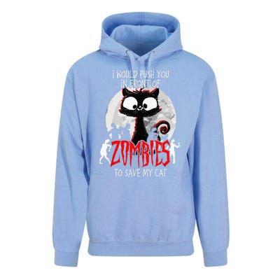 I Would Push You Zombies Cats Zombie Cat Cute Black Cat Unisex Surf Hoodie