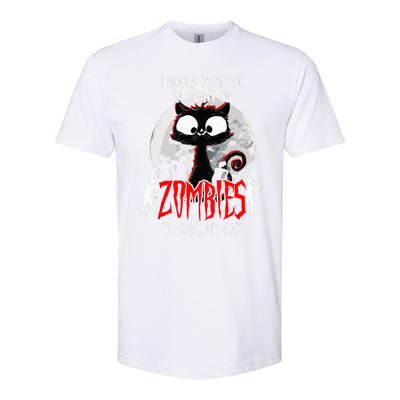 I Would Push You Zombies Cats Zombie Cat Cute Black Cat Softstyle CVC T-Shirt