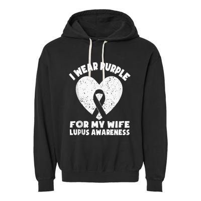 I Wear Purple For My Wife Lupus Awareness Month Ribbon Garment-Dyed Fleece Hoodie