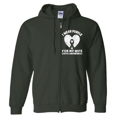 I Wear Purple For My Wife Lupus Awareness Month Ribbon Full Zip Hoodie