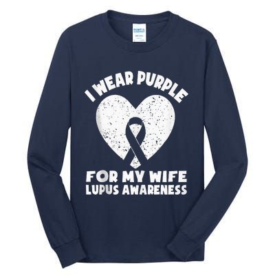 I Wear Purple For My Wife Lupus Awareness Month Ribbon Tall Long Sleeve T-Shirt