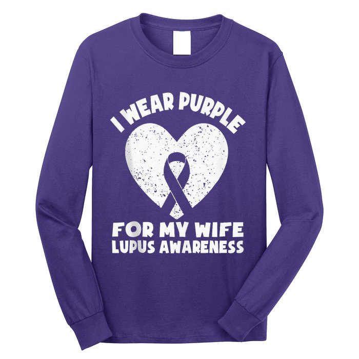 I Wear Purple For My Wife Lupus Awareness Month Ribbon Long Sleeve Shirt