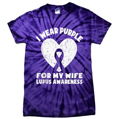 I Wear Purple For My Wife Lupus Awareness Month Ribbon Tie-Dye T-Shirt