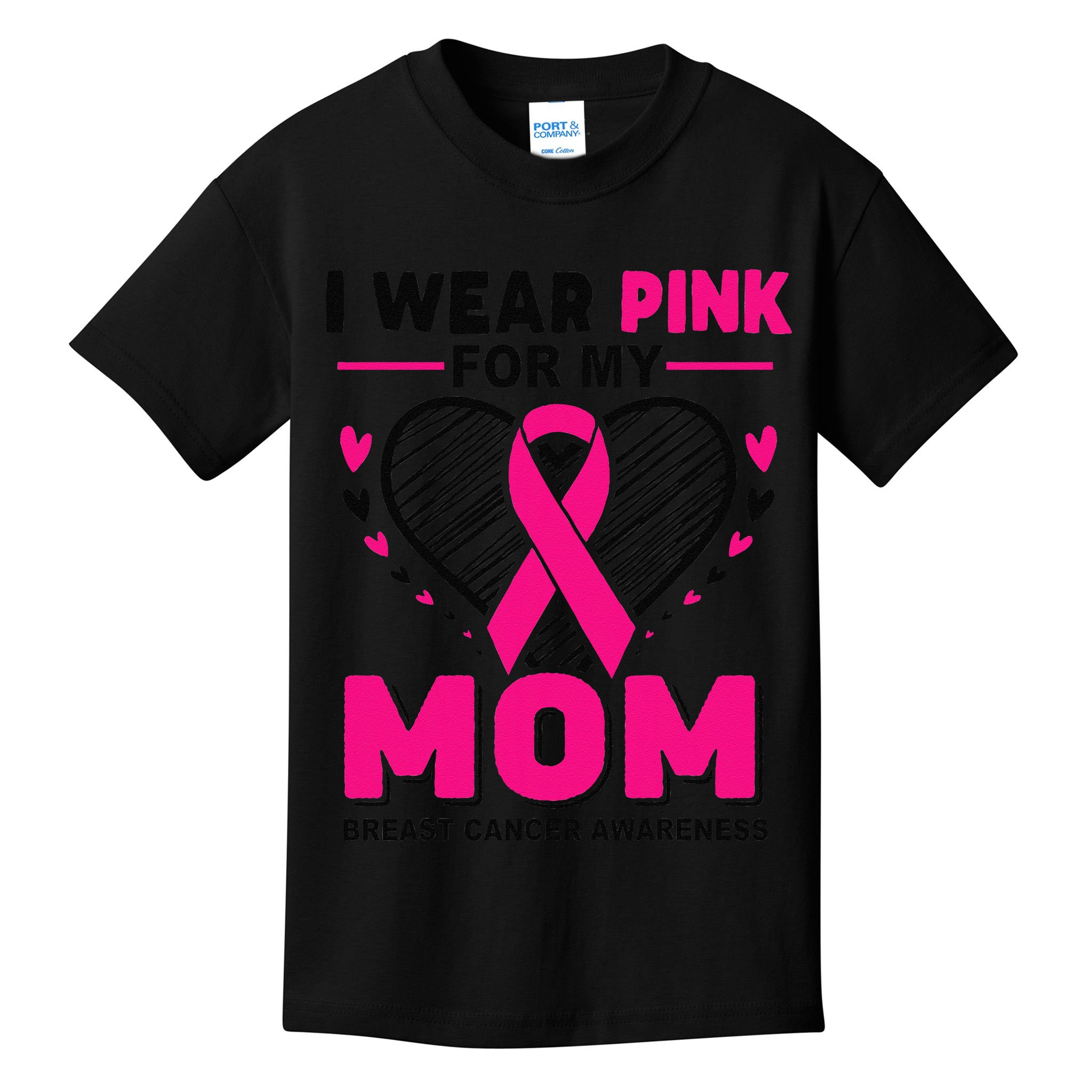 I Wear Pin.K For My Mom Breast Cancer Awareness Supporter Kids T-Shirt
