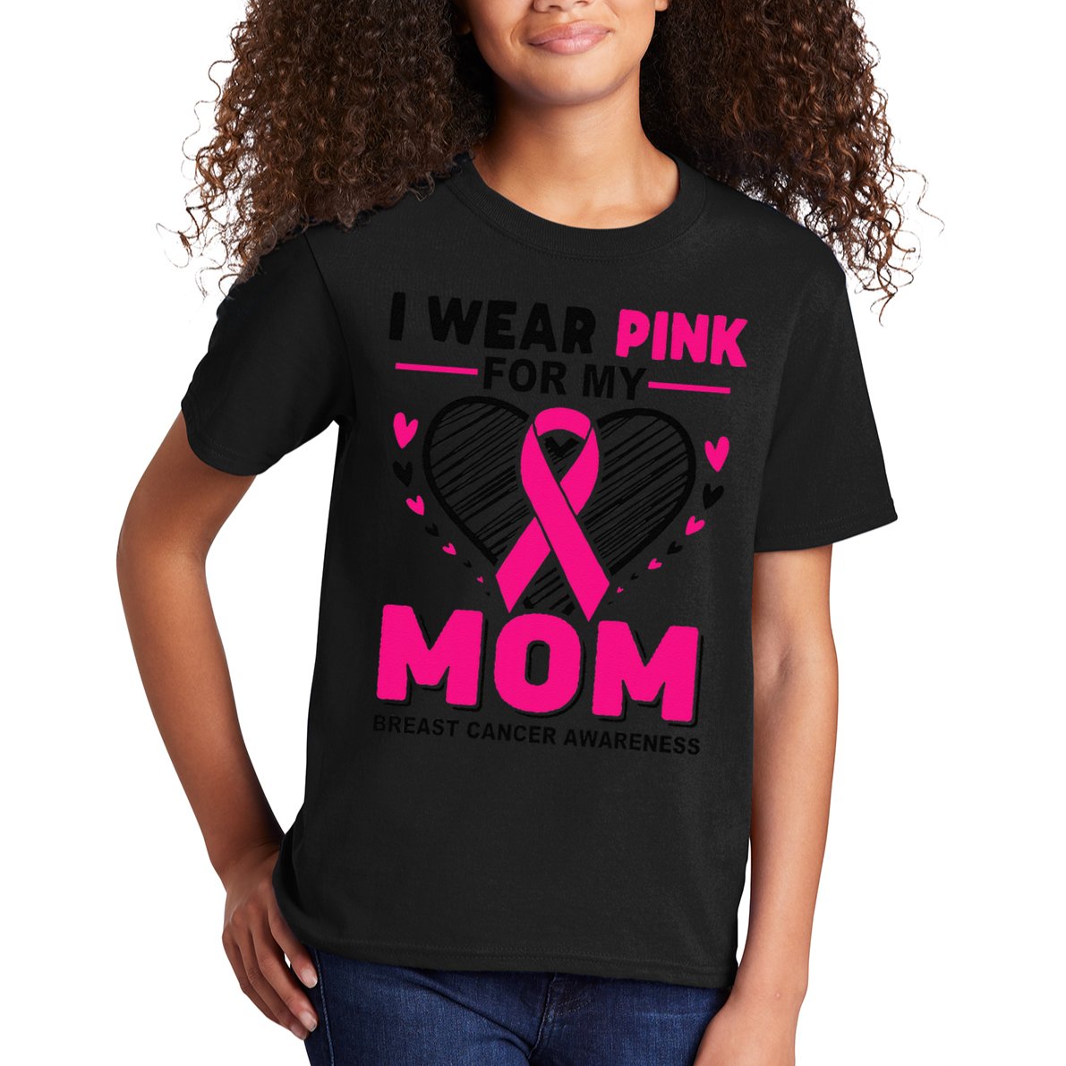 I Wear Pin.K For My Mom Breast Cancer Awareness Supporter Kids T-Shirt