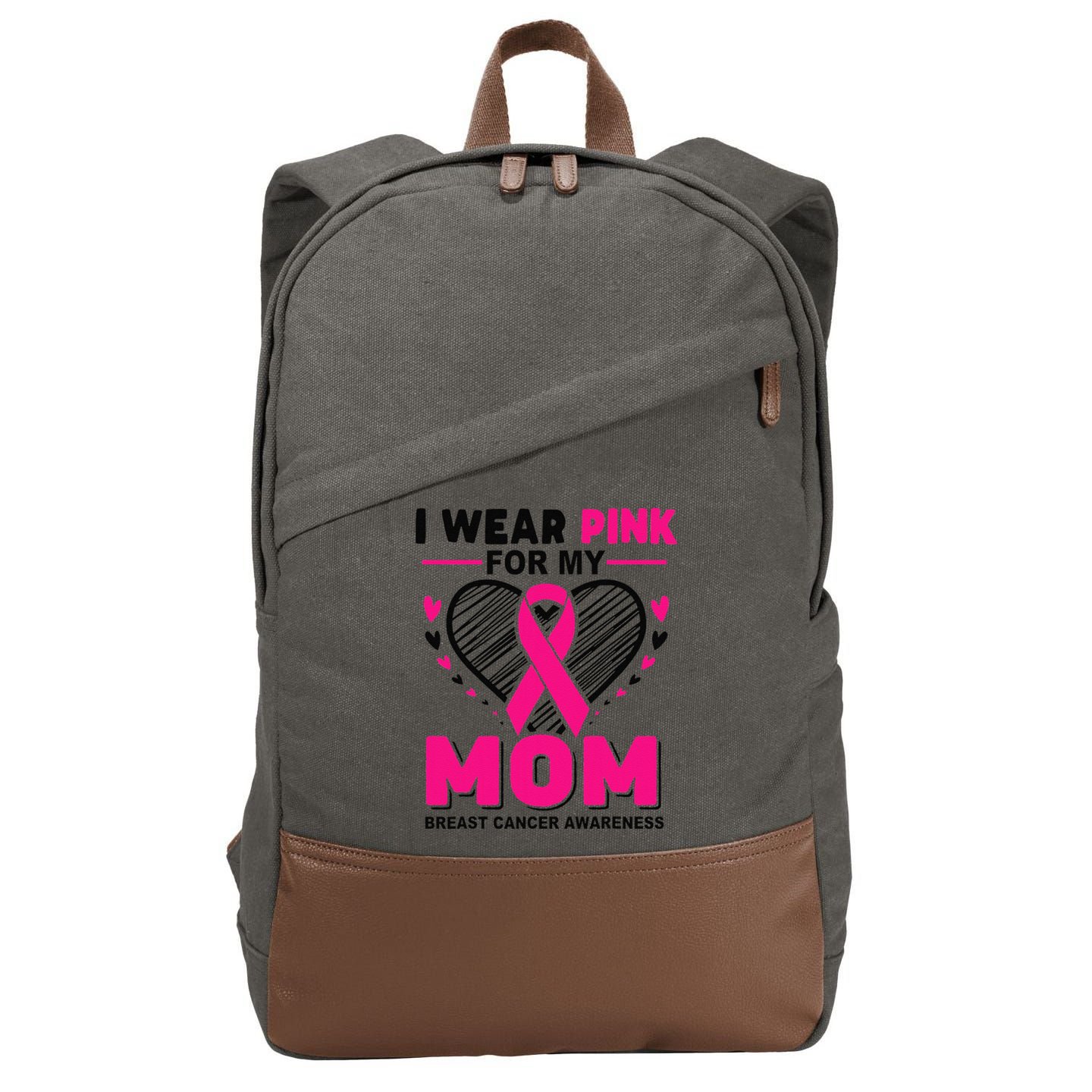 I Wear Pin.K For My Mom Breast Cancer Awareness Supporter Cotton Canvas Backpack
