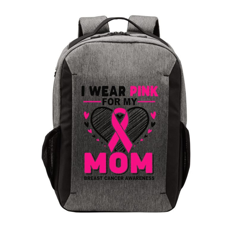 I Wear Pin.K For My Mom Breast Cancer Awareness Supporter Vector Backpack