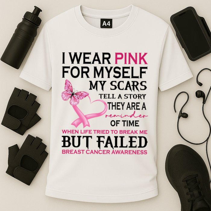 I Wear Pink For Myself My Scars But Failed Breast Cancer Cooling Performance Crew T-Shirt