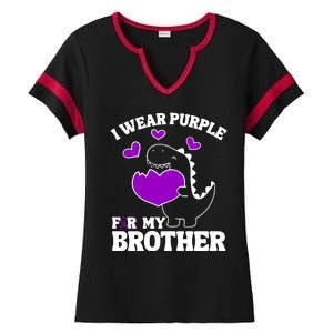 I Wear Purple For My Brother Epilepsy Awareness Ladies Halftime Notch Neck Tee