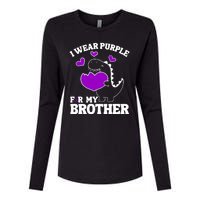 I Wear Purple For My Brother Epilepsy Awareness Womens Cotton Relaxed Long Sleeve T-Shirt