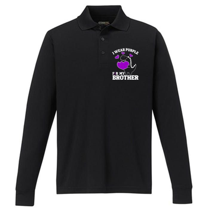 I Wear Purple For My Brother Epilepsy Awareness Performance Long Sleeve Polo