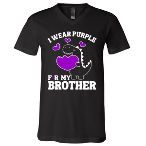 I Wear Purple For My Brother Epilepsy Awareness V-Neck T-Shirt