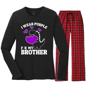 I Wear Purple For My Brother Epilepsy Awareness Women's Long Sleeve Flannel Pajama Set 