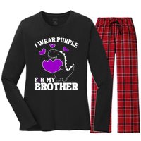 I Wear Purple For My Brother Epilepsy Awareness Women's Long Sleeve Flannel Pajama Set 