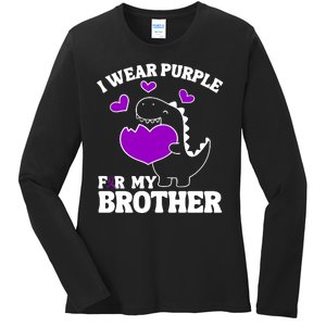 I Wear Purple For My Brother Epilepsy Awareness Ladies Long Sleeve Shirt