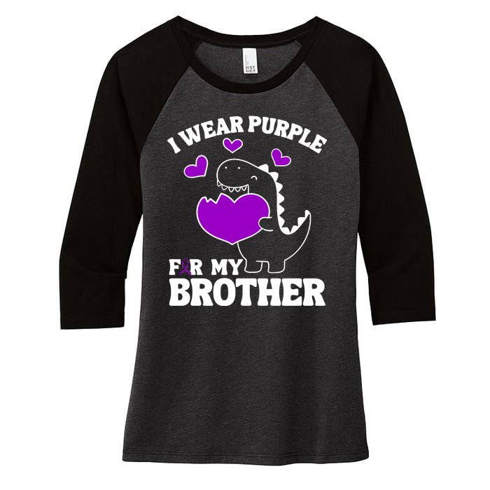 I Wear Purple For My Brother Epilepsy Awareness Women's Tri-Blend 3/4-Sleeve Raglan Shirt