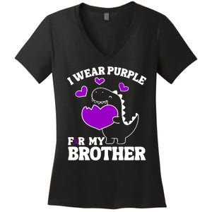 I Wear Purple For My Brother Epilepsy Awareness Women's V-Neck T-Shirt