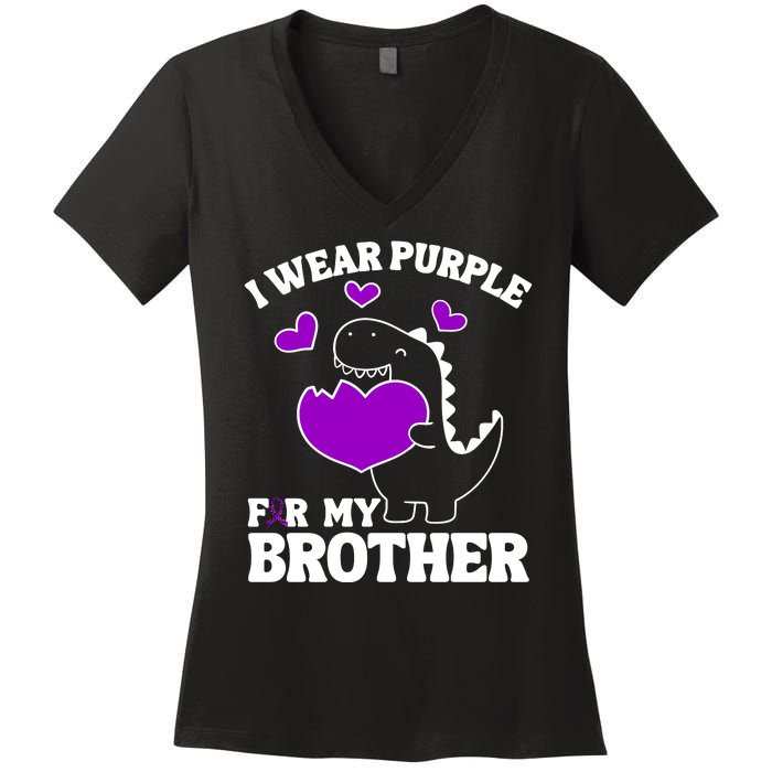 I Wear Purple For My Brother Epilepsy Awareness Women's V-Neck T-Shirt