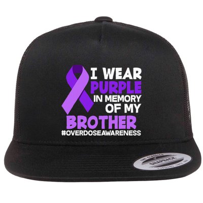 I Wear Purple In Memory Of My Brother Overdose Awareness Flat Bill Trucker Hat