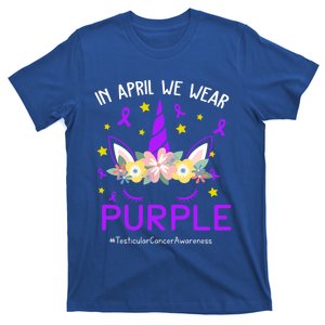 I Wear Purple Unicorn Testicular Cancer Awareness Cool Gift T-Shirt