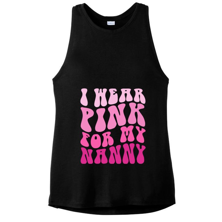 I Wear Pink For My Nanny Matching Family Breast Cancer Awareness Ladies PosiCharge Tri-Blend Wicking Tank