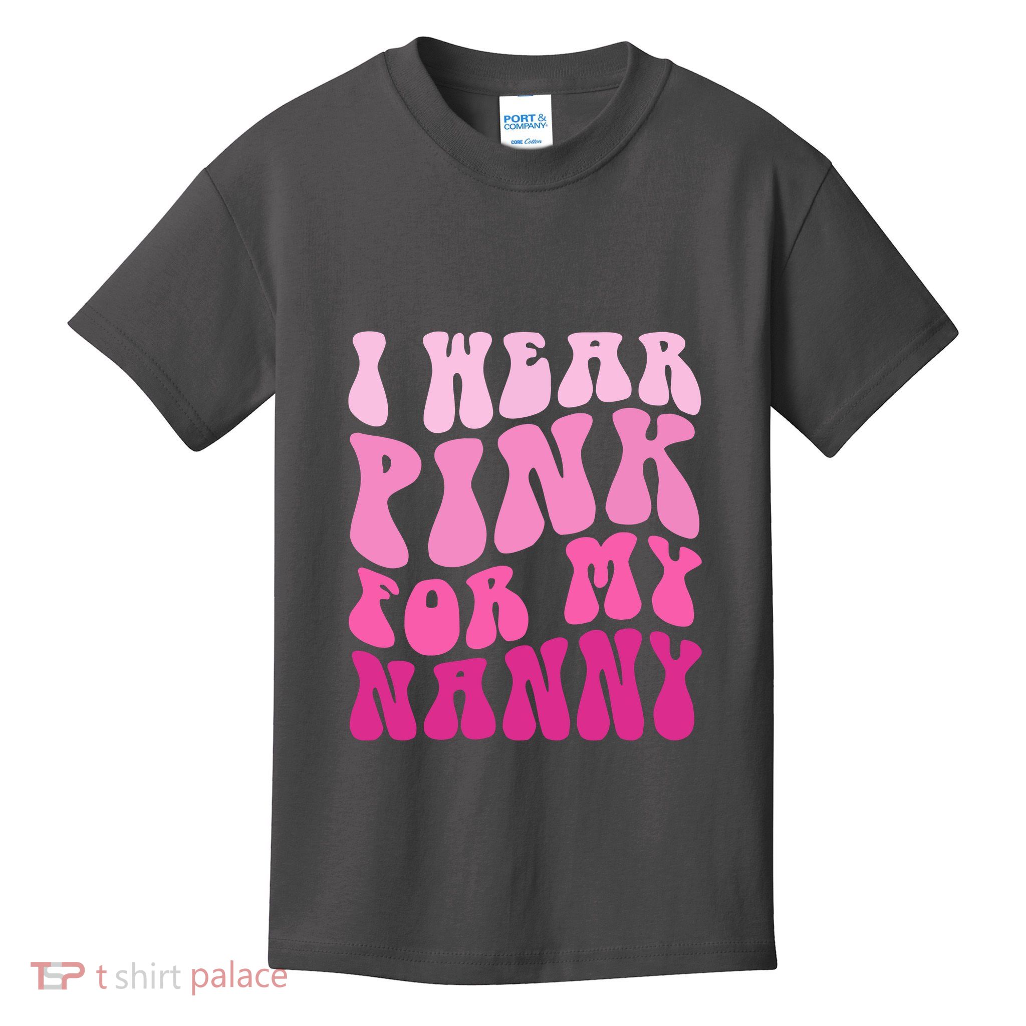 I Wear Pink For My Nanny Matching Family Breast Cancer Awareness Kids T-Shirt