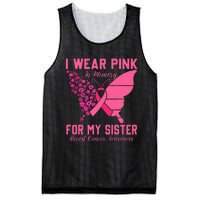 I Wear Pink In Memory For My Sister Breast Cancer Awareness Mesh Reversible Basketball Jersey Tank