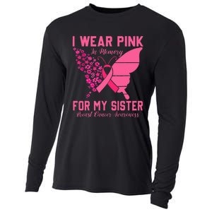 I Wear Pink In Memory For My Sister Breast Cancer Awareness Cooling Performance Long Sleeve Crew