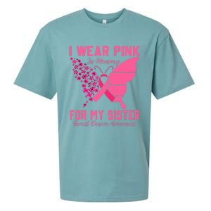 I Wear Pink In Memory For My Sister Breast Cancer Awareness Sueded Cloud Jersey T-Shirt