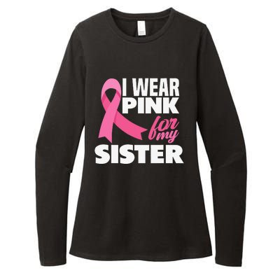 I Wear Pink For My Sister Breast Cancer Awareness Womens CVC Long Sleeve Shirt