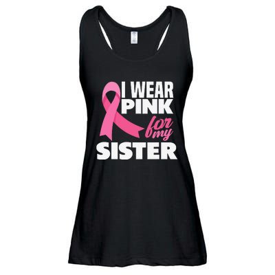 I Wear Pink For My Sister Breast Cancer Awareness Ladies Essential Flowy Tank