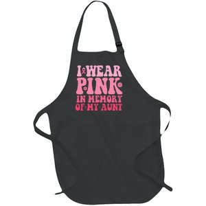 I Wear Pink In Memory Of My Aunt Breast Cancer Aunt Awarenes Full-Length Apron With Pockets