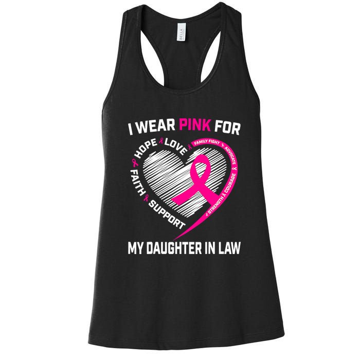 I Wear Pink For My Daughter In Law Breast Cancer Awareness Women's Racerback Tank