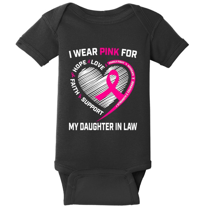 I Wear Pink For My Daughter In Law Breast Cancer Awareness Baby Bodysuit