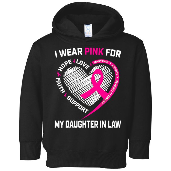 I Wear Pink For My Daughter In Law Breast Cancer Awareness Toddler Hoodie