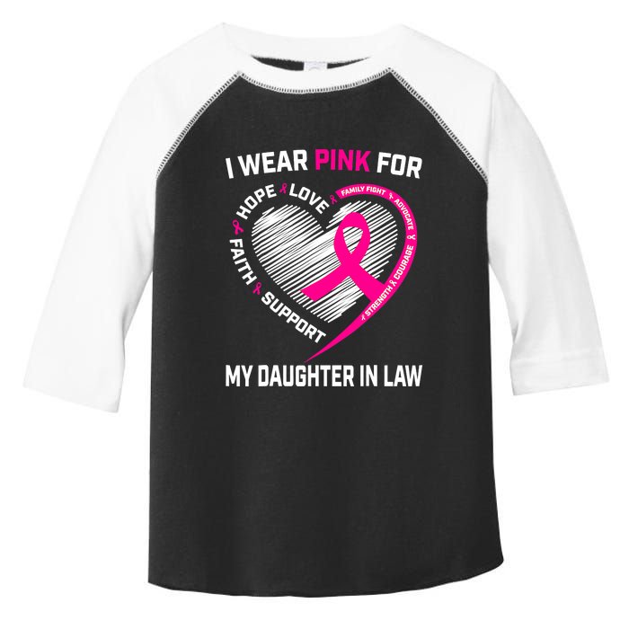 I Wear Pink For My Daughter In Law Breast Cancer Awareness Toddler Fine Jersey T-Shirt