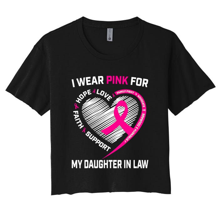 I Wear Pink For My Daughter In Law Breast Cancer Awareness Women's Crop Top Tee