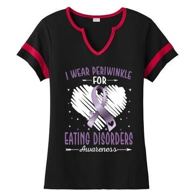 I Wear Periwinkle For Eating Disorders Awareness Ribbon Gift Ladies Halftime Notch Neck Tee