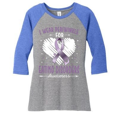 I Wear Periwinkle For Eating Disorders Awareness Ribbon Gift Women's Tri-Blend 3/4-Sleeve Raglan Shirt