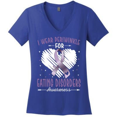 I Wear Periwinkle For Eating Disorders Awareness Ribbon Gift Women's V-Neck T-Shirt