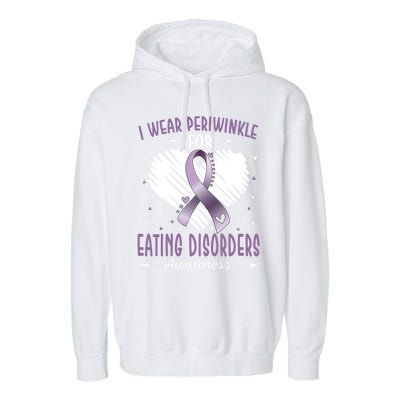 I Wear Periwinkle For Eating Disorders Awareness Ribbon Gift Garment-Dyed Fleece Hoodie