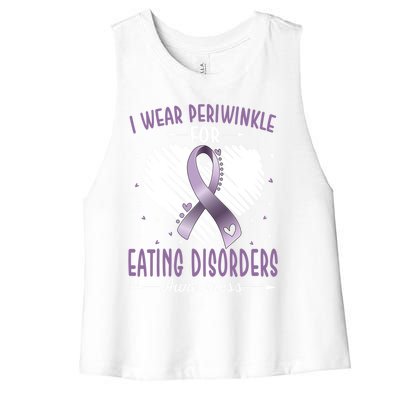 I Wear Periwinkle For Eating Disorders Awareness Ribbon Gift Women's Racerback Cropped Tank