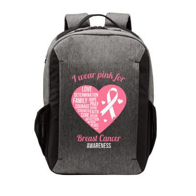 I Wear Pink Ribbon Heart Cool Breast Cancer Awareness Gift Vector Backpack