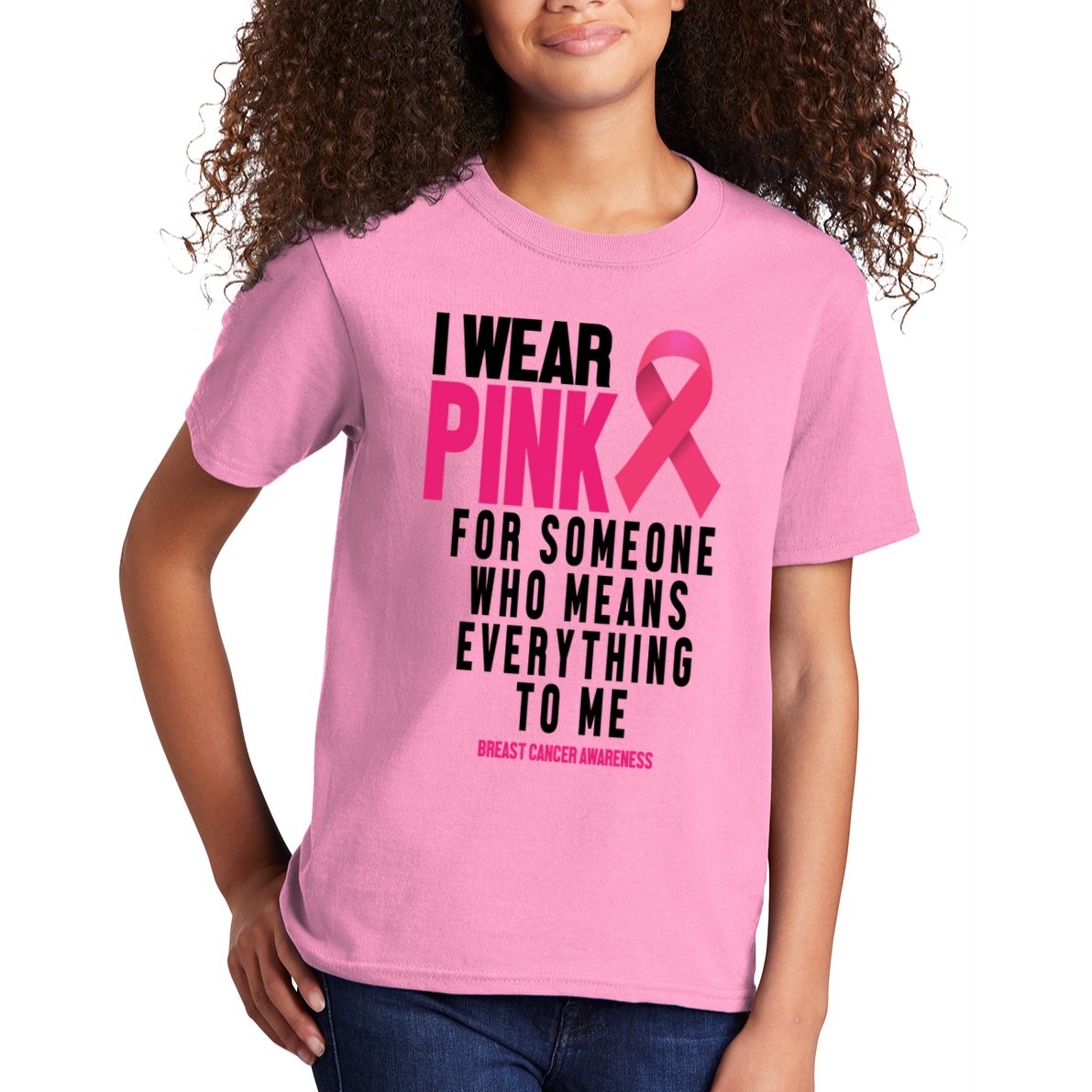 I Wear Pink For Someone Who Means Everything To Me Breast Cancer Kids T-Shirt