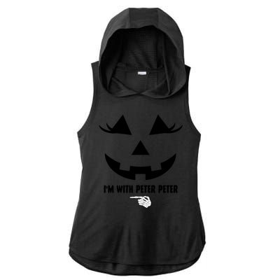 I'm With Peter Peter Funny Halloween Skeleton Hand Ladies PosiCharge Tri-Blend Wicking Draft Hoodie Tank