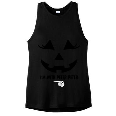 I'm With Peter Peter Funny Halloween Skeleton Hand Ladies PosiCharge Tri-Blend Wicking Tank