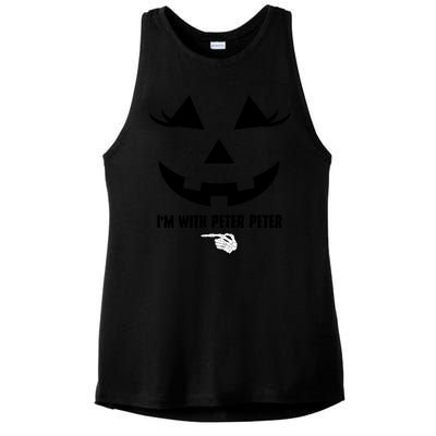 I'm With Peter Peter Funny Halloween Skeleton Hand Ladies PosiCharge Tri-Blend Wicking Tank