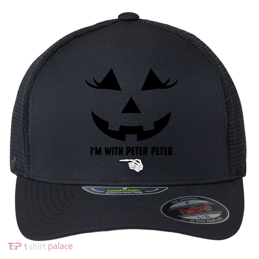 I'm With Peter Peter Funny Halloween Skeleton Hand Flexfit Unipanel Trucker Cap