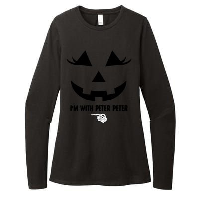 I'm With Peter Peter Funny Halloween Skeleton Hand Womens CVC Long Sleeve Shirt